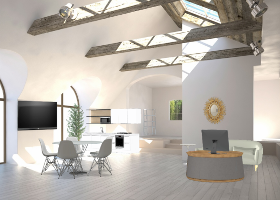Living room/kitchen for a person whit an Oscar  Design Rendering