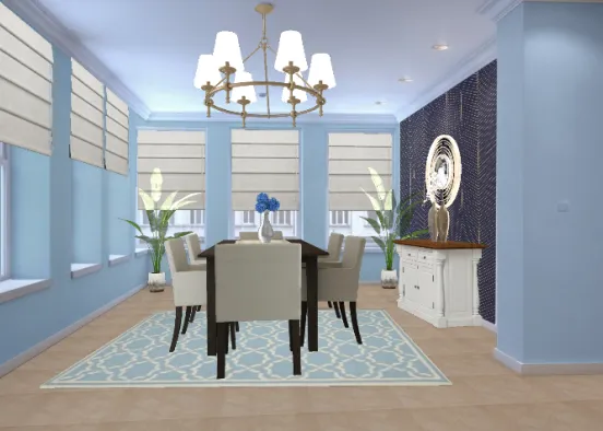 Bluer than blue dining area😅 Design Rendering