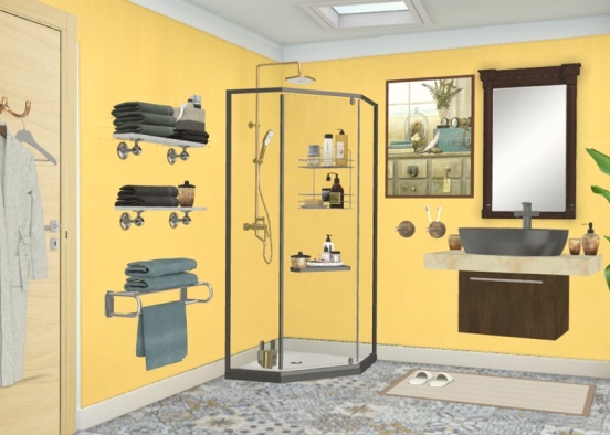 salle de bain jaune  Design Rendering