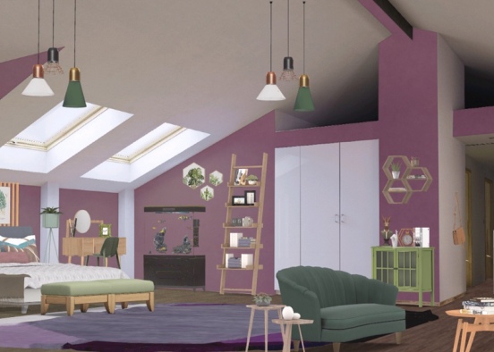 chambre violette  Design Rendering