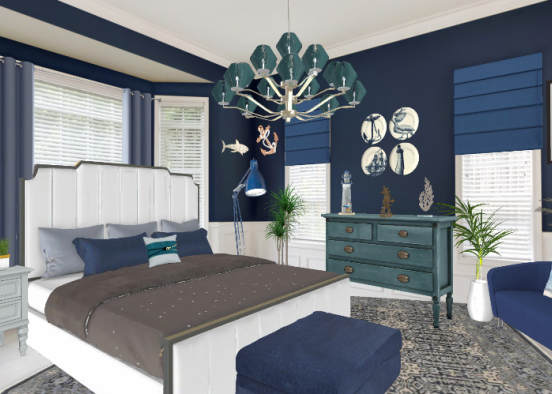 Beach theme bedroom Design Rendering