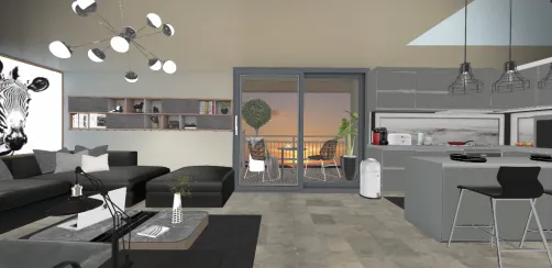 Living room with small balcony