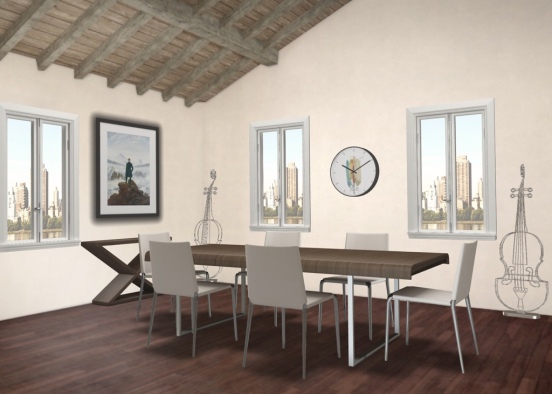 neutral dining room  Design Rendering
