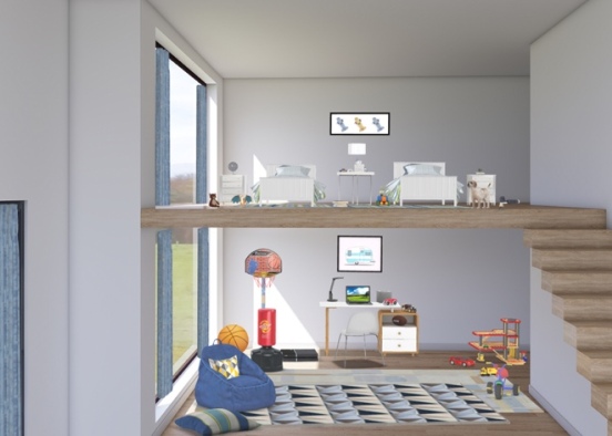 Multilevel Kids Room Design Rendering