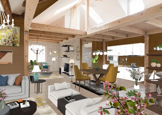 # #livingroom #kitchen #diningroom Design Rendering