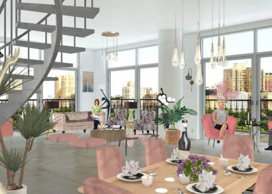 # #livingroom #pink Design Rendering