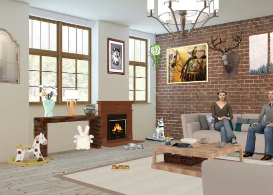 Country family room Design Rendering