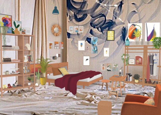 An Artist’s Bedroom Design Rendering