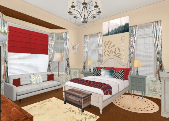 Cabin bedroom  Design Rendering