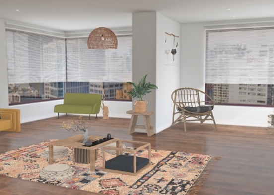 bohemian living room  Design Rendering