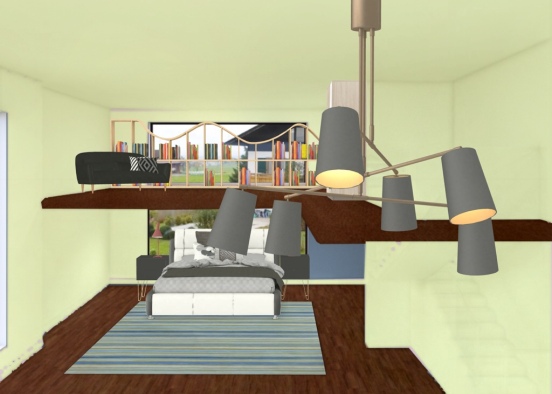 Lux Bedroom w Loft, Fresh colors ✨🦎 Design Rendering