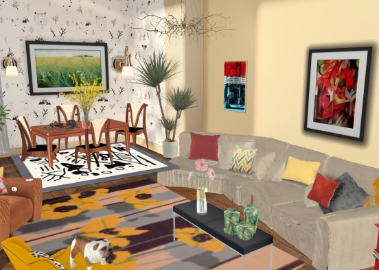 Living room/dining room Design Rendering