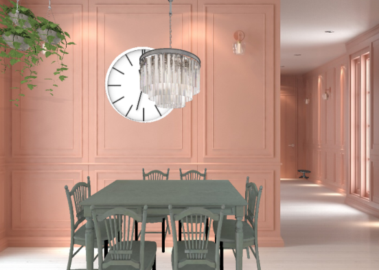 A coral dinning room Design Rendering