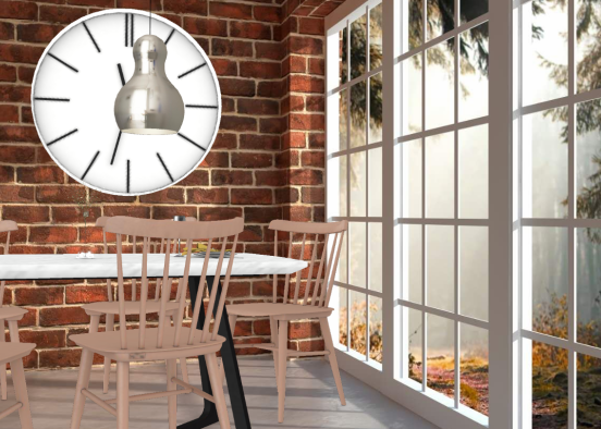 A brick dinning room Design Rendering