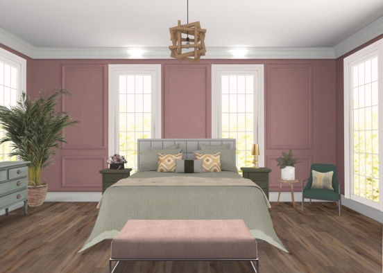 green & pink bedroom Design Rendering