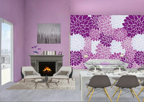 Purple and grey room Design Rendering