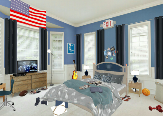 A Bro's Bedroom  Design Rendering