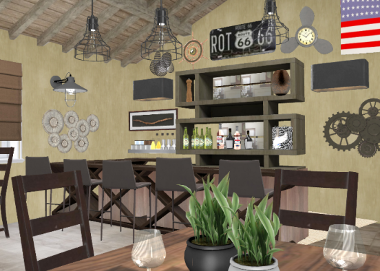 Small town bar Design Rendering