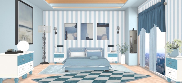 light blue bedroom 