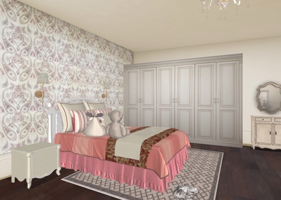 Coral Girl Bedroom Design Rendering
