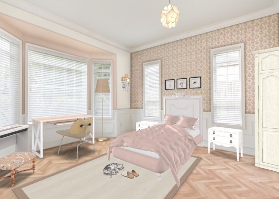 Peach Girl Bedroom Design Rendering