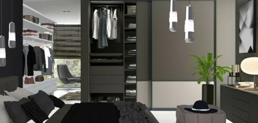 Dormitorio con armarios