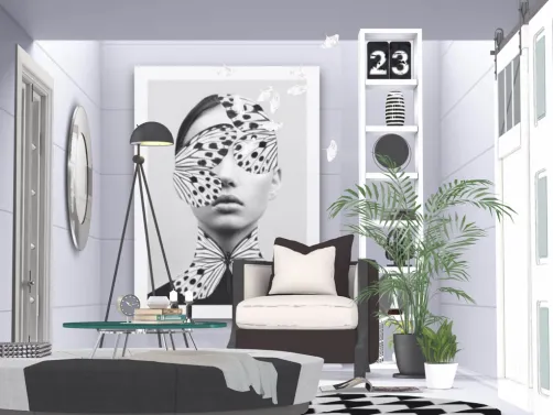 black and white nook.  I love ❤️ vignettes!