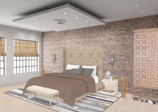 brick bedroom Design Rendering