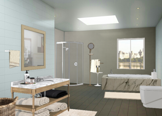 Banheiro Rústico Design Rendering