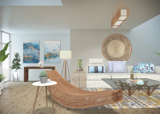 modern tropical living room  Design Rendering