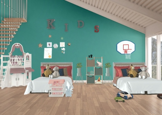 Kids Loft Studio Bedroom Design Rendering