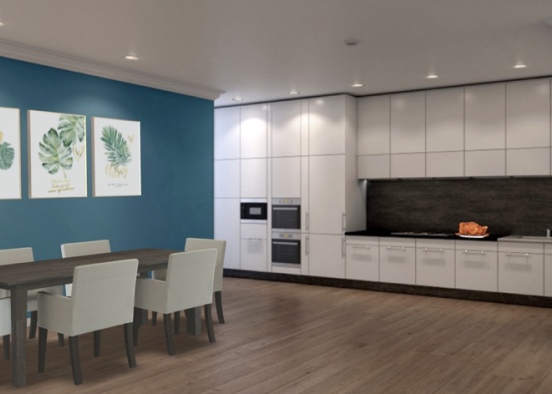 Kitchen and Dining Space Design Rendering