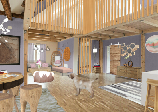 Pink and wood Design Rendering