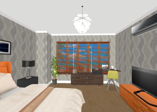 Cute Guest Room Design Rendering