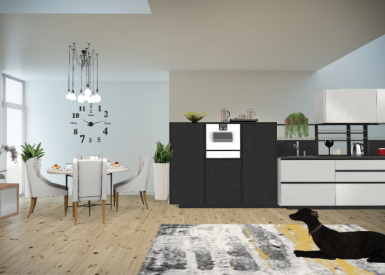 Kitchen in the open space Design Rendering