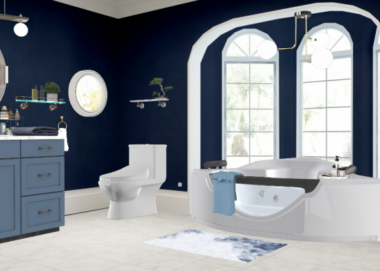 Blue bathroom Design Rendering