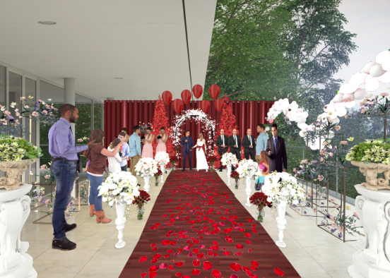 Red themes wedding. Its so romantic uh?😉😘 Design Rendering