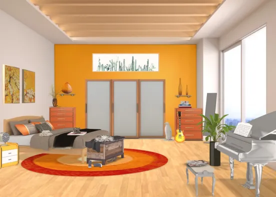 bright orange room Design Rendering