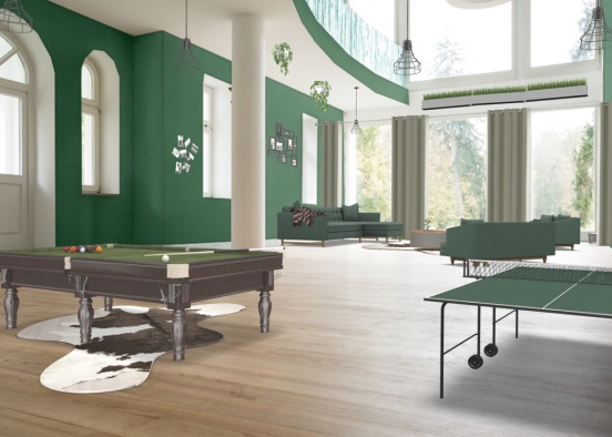 #Green Family Room Design Rendering