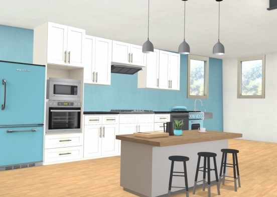 #Modern Blue Kitchen Design Rendering