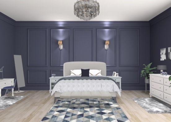 #Navy Bedroom  Design Rendering