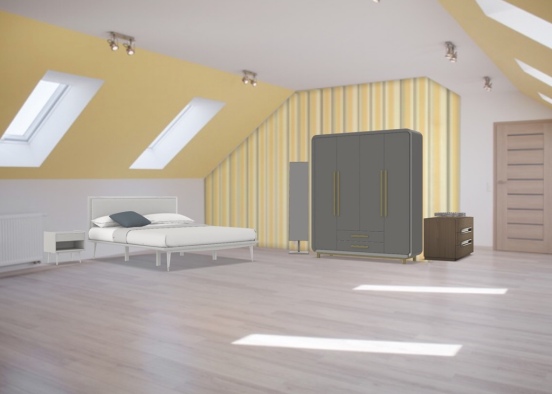 Yellow Teen Bedroom  Design Rendering