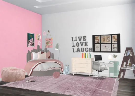 modern bedroom teen girl Design Rendering