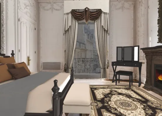 Luxurious Parisian Apartment Bedroom Design Rendering