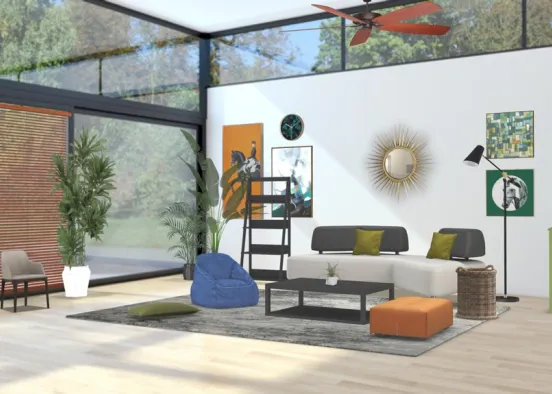 Modern Living Area Design Design Rendering