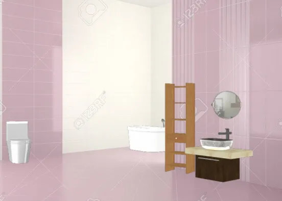 Baño rosa Design Rendering
