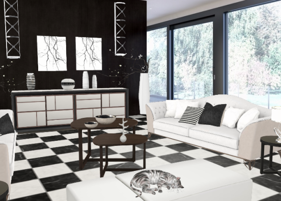 Black living room 02 Design Rendering