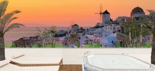Private terrace with jacuzzi in Mykonos🌆🌊