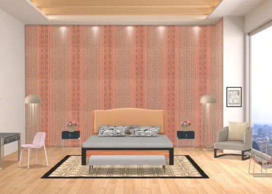flamingo bedroom. Design Rendering