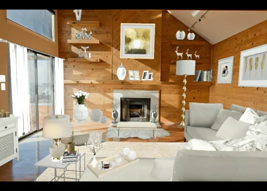 Modern farm house living room Design Rendering
